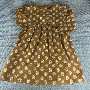 Girls Tea Collection Mustard Yellow Patterned Corduroy Long Sleeve Dress 8 - Picture 1 of 8