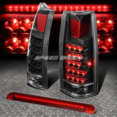 BLACK HOUSING CLEAR LED TAIL+RED 3RD BRAKE LIGHT FOR 92-00 SUBURBAN/TAHOE/YUKON - Image 1 of 4