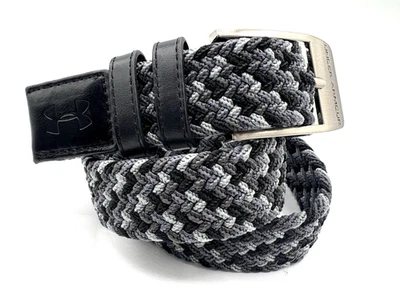 Cinturón de golf Under Armour para hombre 42" negro gris trenzado elástico hebilla plateada Foto 1 de 4