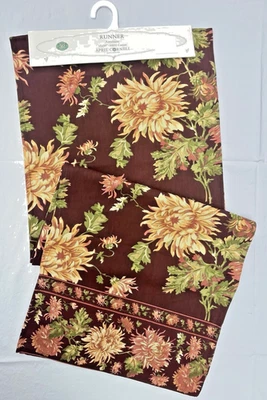 April Cornell ANTOINETTE 16” x 90” Table Runner Autumn Fall Burgundy Gold Green