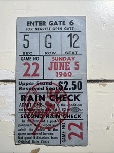 Ted Williams 495th Home Run Ticket Stub 5. Juni 1960 New York Yankees Red Sox - Bild 1 von 5
