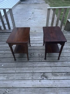 SET OF TWO STICKLEY CHERRY LAMP END TABLES QUEEN ANNE MODEL 420 LEOPOLD 1959 - Picture 1 of 9