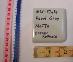 1 pc. *Matte Pearl Gray*  2" X 2" X 5/16" thick;  Corner Bullnose Ceramic Tile  - Imagen 1 de 12