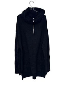 Buddy Love Women's Sweater Turtle Roll Neck 1/2 Zipper Front Black Medium NWT - Picture 1 of 11