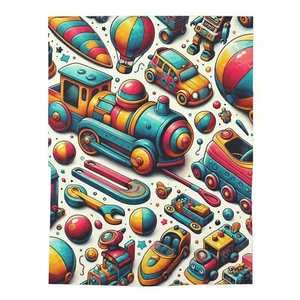 Baby Toddler Blanket Adorable Classic Toys in Bright Colors Design 6, Gift 30x40 - Picture 1 of 5