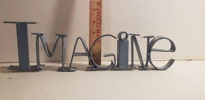 "IMAGINE" handgefertigtes graues Metall freistehendes 3D Blechschild oder Wandbild - Bild 1 von 4