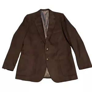 Vintage 90s Lanvin Paris Feather Suede Designer Suit Jacket Blazer 48R Brown - Bild 1 von 7