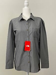 Womens The North Face $65 NWT Gray Button Up Pocket Hi-Lo Hike Shirt Size S/P