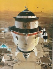 unframed art poster sci fi spaceship hovering over space station (LV673) 