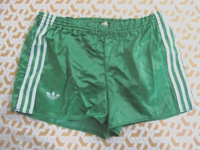 Short Adidas Ventex vert et blanc Vintage satin brillant Polyamide 80'S - S - Photo 1/4