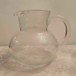 Artland Iris Hand Blown Glass Pitcher Air Bubbles 7 1/2" Tall Holds 90 oz - Picture 1 of 2