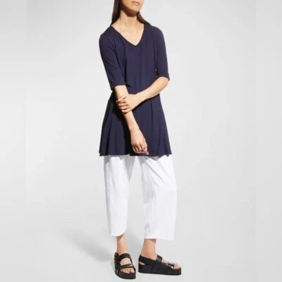 Túnica jersey viscosa manga codo cuello en V Eileen Fisher púrpura excelente talla M Foto 1 de 4