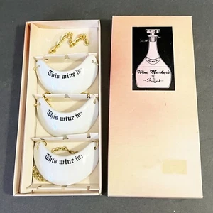 Shafford White Porcelain Wine Markers Original Box Japan “This Wine Is” Set 3x - Picture 1 of 18