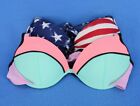 Xhilaration Colorful US Flag  Push Up Underwire Bikini Top Lot Sz S Small #B880