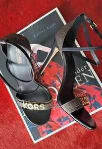 MICHAEL KORS♡MK♡Goldie♡ Sandals♡Pumps♡Sandalen♡Braun♡Gold♡Zara♡8,5♡39♡38.5 - Bild 1 von 8