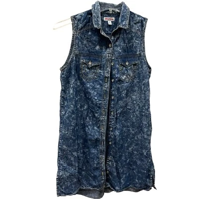 Sz8 True Religion Sportswear s Blue Jean Womens Sleeveless Button Up Western Top - Изображение 1 из 4
