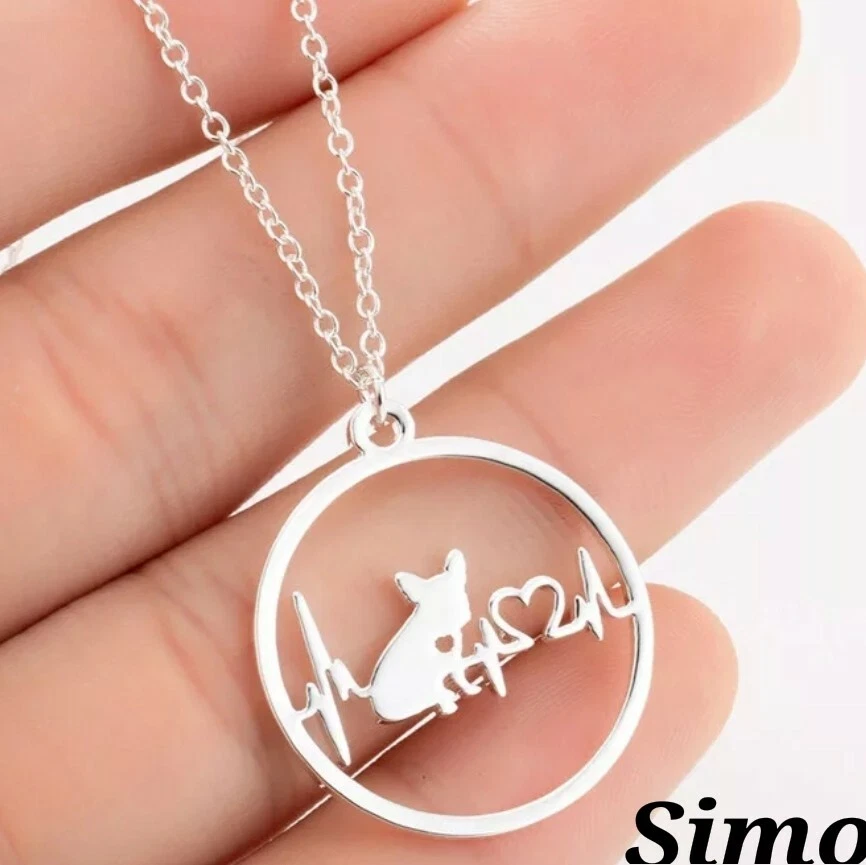 COLLANA DONNA ARGENTO CANE BULL DOG FRANCESE CUORE AMORE CARDIO  REGALO PENDENTE - Immagine 1 di 1