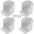  4 Pcs White Iron Flange Code Shower Curtain Pole Outlet Receptacle