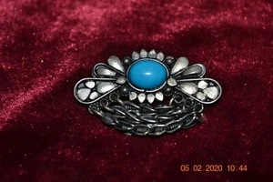 Vintage / Antique Silver marked 1000 Brooch w/ turquoise - Picture 1 of 4