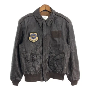 AVIREX A-2 Leather Flight Jacket Military Brown Men's Size 44 L Made in USA - Picture 1 of 9
