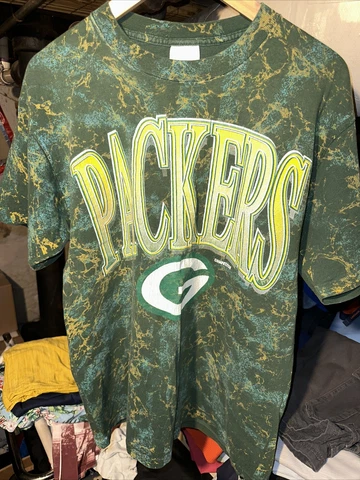 Green Bay Packers Marble Tie Dye Tshirt Vintage Mens Large Green NFL VTG Cover