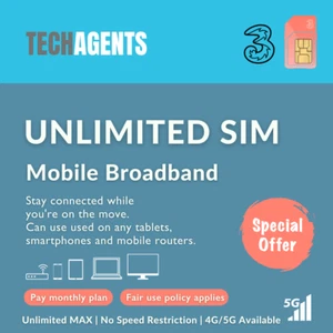 Mobile Broadband Three Sim Card Unlimited Data (5G,4G) - Picture 1 of 2