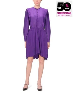 UVP480€ MARANT ETOILE Seiden Midikleid FR34 US2 UK6 XS lila gefüttert gerafft - Bild 1 von 6