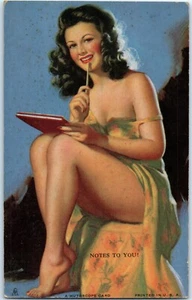 Vintage Pinup Bombshell "Notes To You" Brunette Scantily Clad Mutoscope C6 - Picture 1 of 2