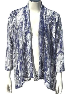 Chicos Traveler Collection Open Front Net Cover Up Elegant Breezy Layering Piece - Picture 1 of 11