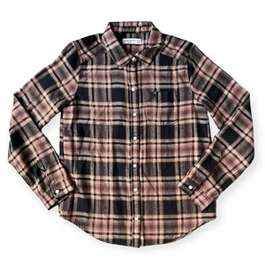Abercrombie Kids 13-14 Long Sleeve Brown Black Plaid Flannel Button Down Shirt - Picture 1 of 3