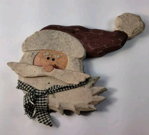 Vintage Volkskunst 3d Weihnachtsmannkopf aus Holz - Bild 1 von 6