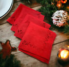 Serwetki z czerwonej tkaniny Boże Narodzenie Liście ostrokrzewu Obramowanie wykrojnika Zestaw 4 poli 16 cali kwadratowych