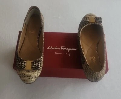 Salvatore Ferragamo Zapatos Ballet Pisos Bomba Paso en Arco ITALIA con Caja Talla 10.5 Foto 1 de 4