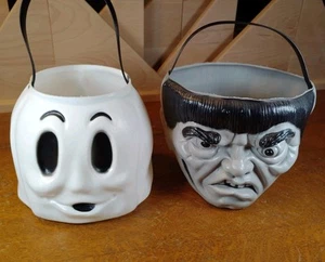 Vintage Weiß Halloween Geist + Monster Kopf Eimer Empire Kunststoff Blasform... - Bild 1 von 8