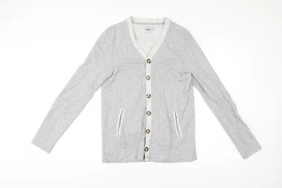 ASOS Men’s Grey Cotton Cardigan S V-Neck Button Casual Workwear - Image 1 of 4