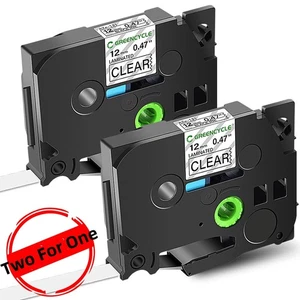 2PK compatible con Brother P-touch Label Maker Tape TZe 131 negro sobre transparente 1/2"" - Imagen 1 de 12