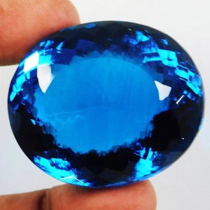 Tormalina Blu Naturale 234,60 Ct - Pietra Preziosa Eccezionale Certificata Taglio Ovale - Foto 1 di 7