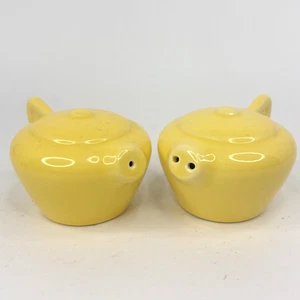 Franciscan Gladding McBean Pottery Teapot Salt & Pepper Shaker Yellow No Stopper - Picture 1 of 11