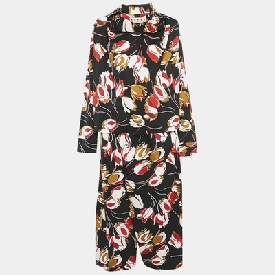 Marni BlackRed Floral Print Cotton Blouse and Pants Set M - Image 1 of 4