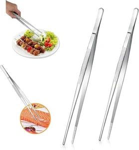 2Pcs Stainless Steel Kitchen Tweezers, 10-Inch Culinary Fine 10-Inch/2Pcs - Bild 1 von 7