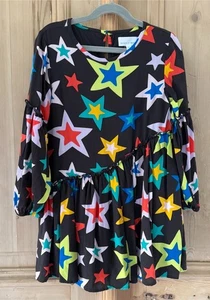 Rockets of Awesome Multicolor Stars Dress Ruffle Asymmetrical Hem Girls 7 EUC - Picture 1 of 4