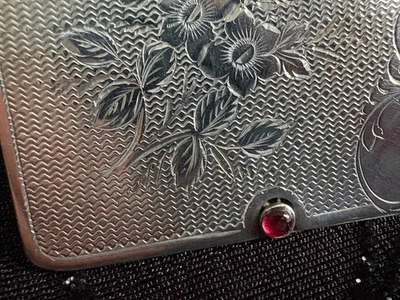 Estuche diapositivo sello plata c1908 por Ahronsberg Bros. Foto 1 de 4