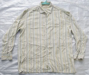 Tommy Bahama Lg Hemd Gelb Vertikale Streifen Baumwolle Langarm Knopf Tropical - Bild 1 von 6