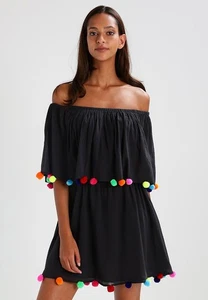 Abito donna Pittas standard taglia unica nero festival pom pom - Foto 1 di 9