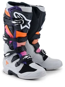Alpinestars Tech 7 Black Gray Orange Fluo Magenta Mx Boots Motocross Enduro - Picture 1 of 5