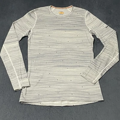 Camisa Icebreaker Mujer M Blanco Azul Rayas Manga Larga Merino 200 Capa Base Foto 1 de 4