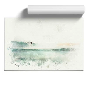Surfing In Zuma Beach Malibu In Abstract Seascape  Unframed Wall Art Print - Picture 1 of 4