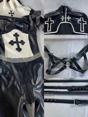 1258 Latex Gummi Nun Uniform Outfits Catsuit cape headpiece customized 0.4mm - Bild 1 von 4