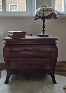 Nachttisch Nachtkonsole Nachtschrank Nussbaumton Holz Kommode Beistelltisch - Bild 1 von 9