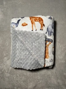 SL Home Fashions Baby Blanket Jungle Safari Animals Reversible Gray Waffle Lovey - Picture 1 of 5